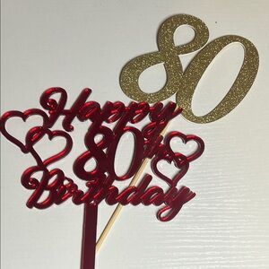 Happy 80th birthday cake topper